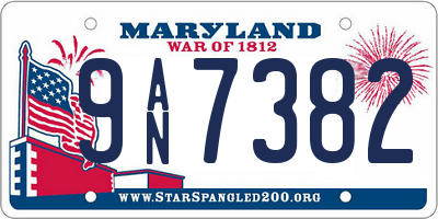MD license plate 9AN7382