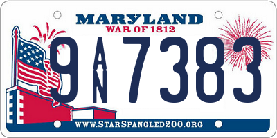 MD license plate 9AN7383