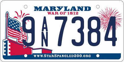 MD license plate 9AN7384