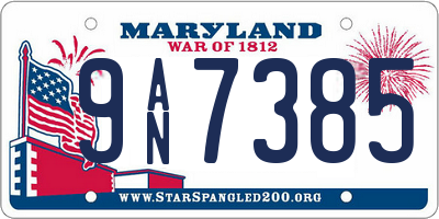 MD license plate 9AN7385