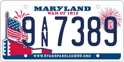 MD license plate 9AN7389