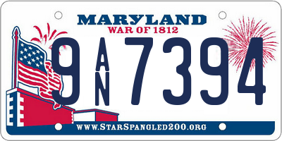 MD license plate 9AN7394