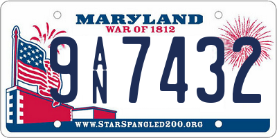 MD license plate 9AN7432
