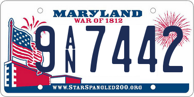 MD license plate 9AN7442