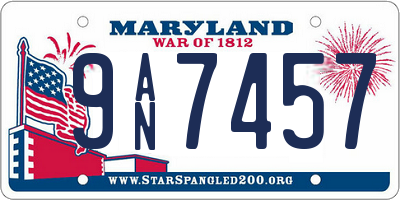 MD license plate 9AN7457