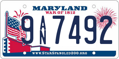 MD license plate 9AN7492