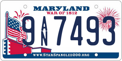MD license plate 9AN7493