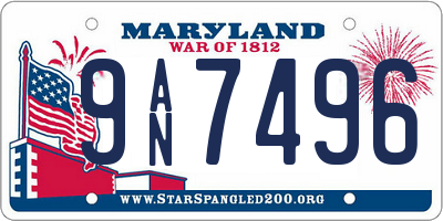 MD license plate 9AN7496