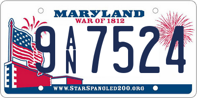MD license plate 9AN7524