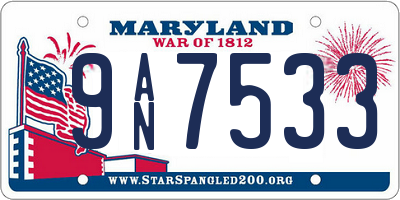 MD license plate 9AN7533