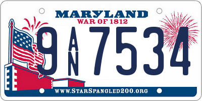 MD license plate 9AN7534