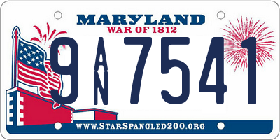 MD license plate 9AN7541