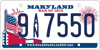 MD license plate 9AN7550