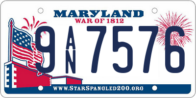 MD license plate 9AN7576