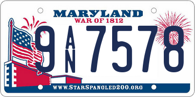MD license plate 9AN7578