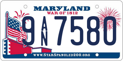 MD license plate 9AN7580