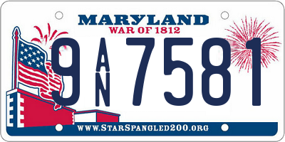 MD license plate 9AN7581