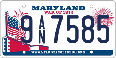 MD license plate 9AN7585