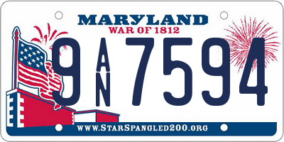 MD license plate 9AN7594