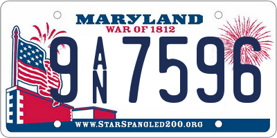MD license plate 9AN7596