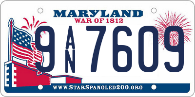 MD license plate 9AN7609