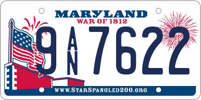 MD license plate 9AN7622
