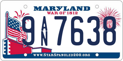 MD license plate 9AN7638