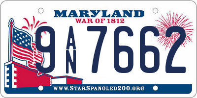 MD license plate 9AN7662