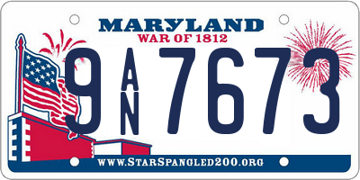 MD license plate 9AN7673
