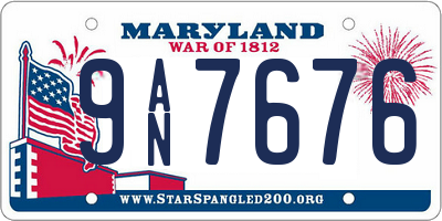 MD license plate 9AN7676