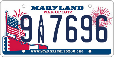 MD license plate 9AN7696