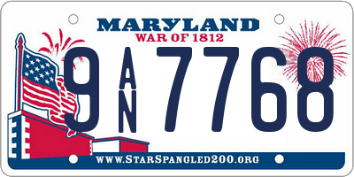 MD license plate 9AN7768