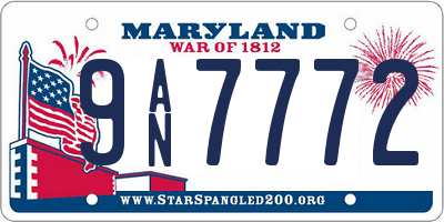 MD license plate 9AN7772