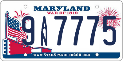 MD license plate 9AN7775