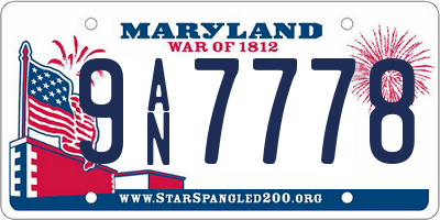 MD license plate 9AN7778