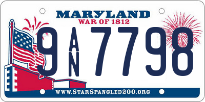 MD license plate 9AN7798