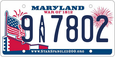 MD license plate 9AN7802