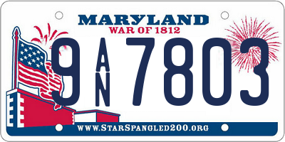 MD license plate 9AN7803