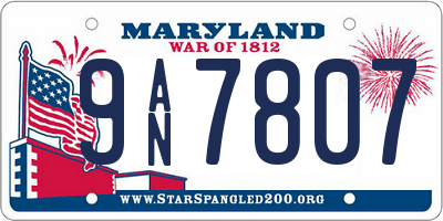 MD license plate 9AN7807