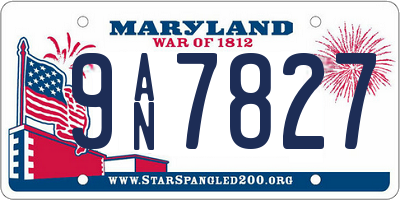 MD license plate 9AN7827