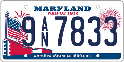 MD license plate 9AN7833