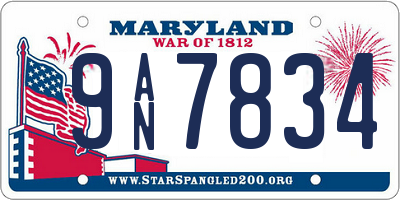 MD license plate 9AN7834