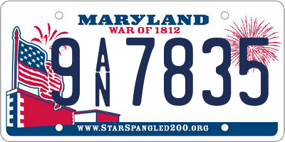 MD license plate 9AN7835