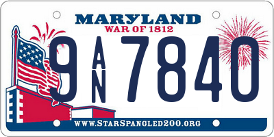 MD license plate 9AN7840