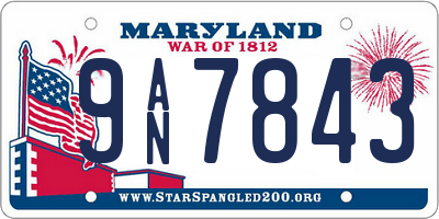 MD license plate 9AN7843