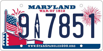 MD license plate 9AN7851