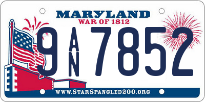 MD license plate 9AN7852
