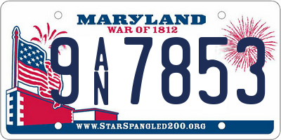 MD license plate 9AN7853