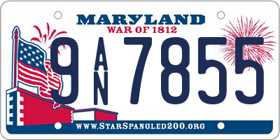 MD license plate 9AN7855