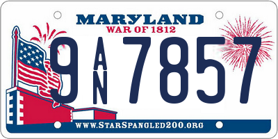 MD license plate 9AN7857